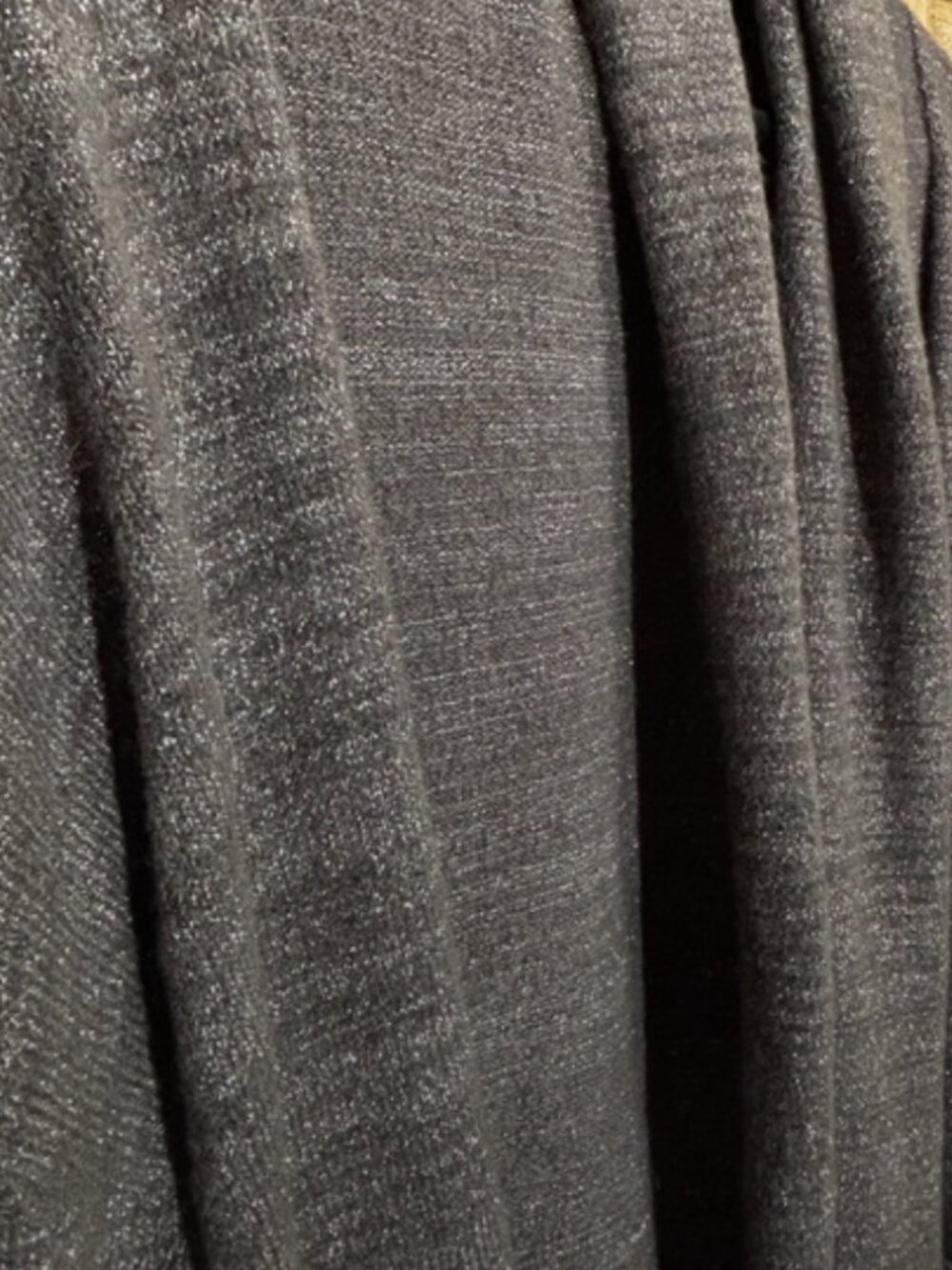 NWT Hinge Shimmering Charcoal Gray Silver Knit Open Cardigan Pockets M - Picture 7 of 7